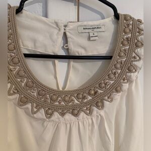 Banana Republic Ivory Beaded Sleeveless Top